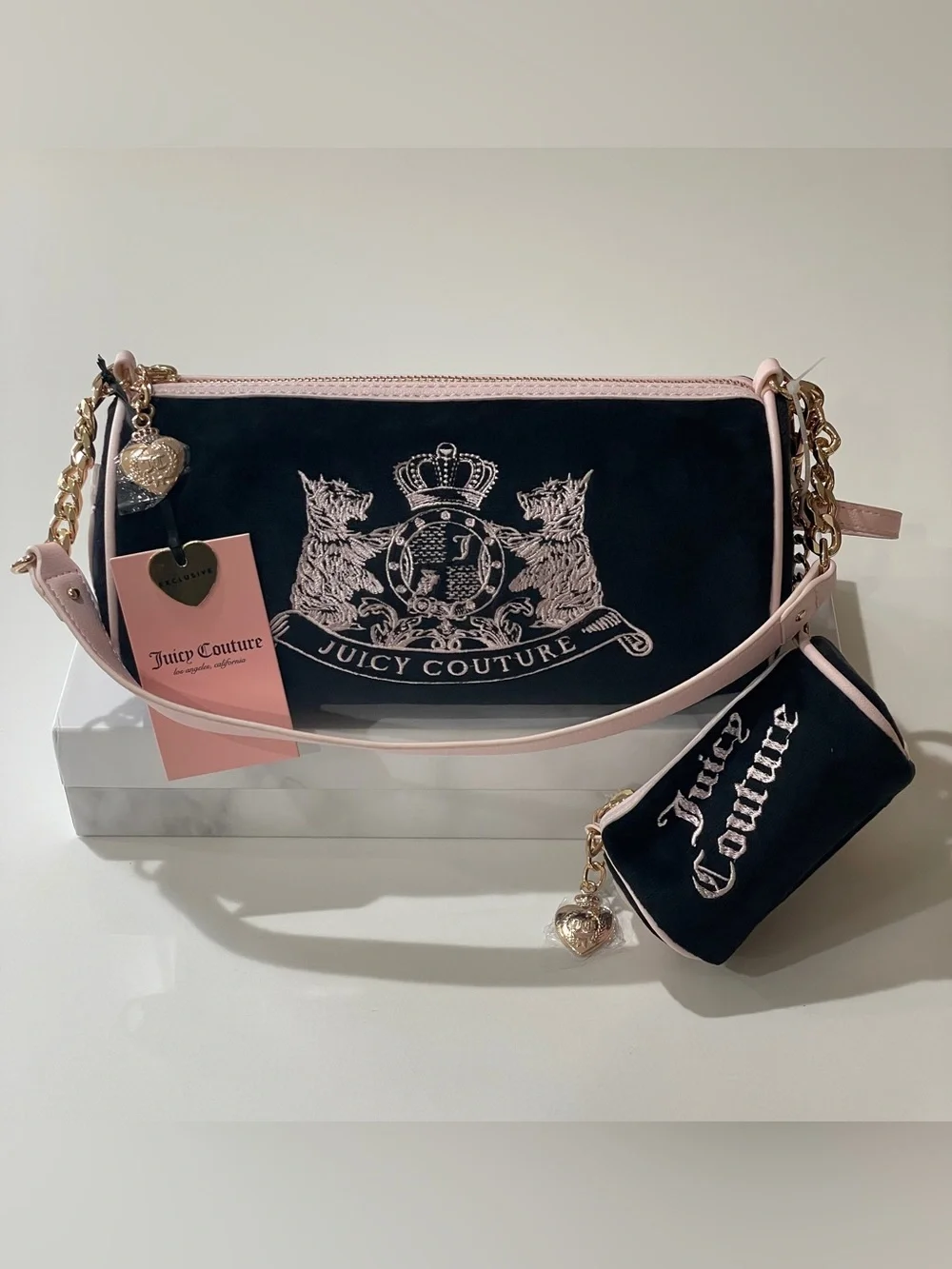 Juicy Couture Choose Scottie Dogs Liquorice & Soft Pink Y2K NWT Barrel Satchel